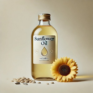 Sunflower oil is a light vegetable oil extracted from the seeds of the sunflower flower, and is rich in vitamin E and essential fatty acids, such as omega-6. It is used in cooking thanks to its mild taste and high burning point. It is also beneficial for the skin, contributing to moisturizing and protecting it thanks to its nourishing and antioxidant properties.