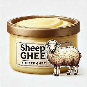 Sheep ghee – a nutrient-rich clarified butter made from sheep’s milk, known for its high-quality fats, vitamins, and minerals. With a unique, slightly earthy flavor, sheep ghee is ideal for cooking, baking, or adding a nutritious boost to meals. It’s celebrated for its health benefits and versatility in a variety of dishes