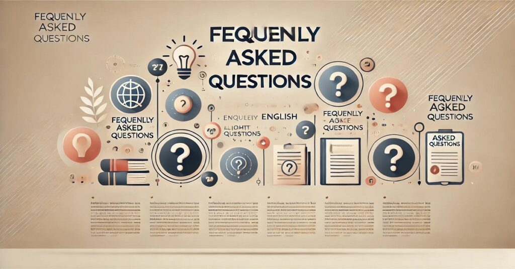 An informative, visually structured image titled 'Frequently Asked Questions,' featuring various question mark icons, light bulbs, and document symbols to represent inquiries and information. The layout includes multiple instances of the text 'Frequently Asked Questions' in different styles and sizes. The background is a light, neutral color, creating a clean and professional look suitable for FAQ sections. Text boxes are positioned to simulate sections of answers, enhancing the image's educational and organized feel