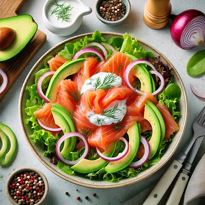 A vibrant and fresh salad featuring a colorful mix of greens, juicy cherry tomatoes, crunchy cucumbers, and a light drizzle of olive oil, perfect for a healthy meal