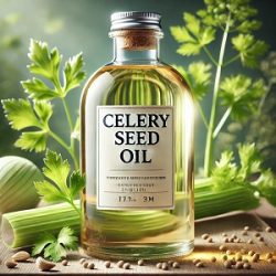 Celery seed oil – an essential oil extracted from celery seeds, known for its antioxidant, anti-inflammatory, and detoxifying properties. Commonly used in aromatherapy and wellness routines, it supports joint health, aids digestion, and promotes relaxation with its fresh, earthy aroma.